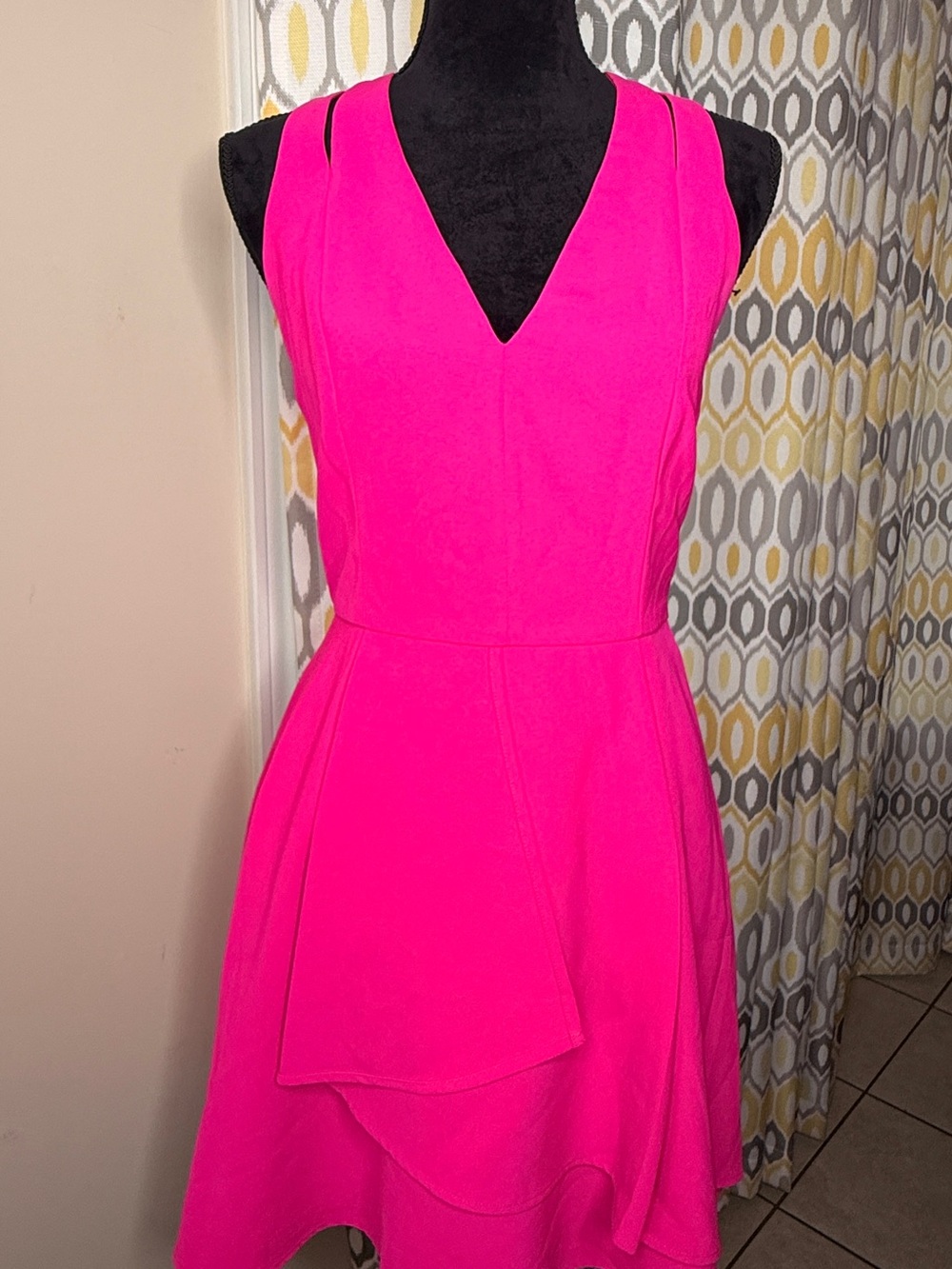 Adelyn Rae Faux Wrap Mini Dress Hot Pink Cut Outs Rush Pockets Lined Size Small
